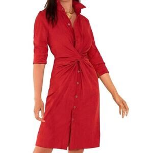 GRETCHEN SCOTT TWIST AND SHOUT FAUX SUEDE RED RUCHED DRESS Sz M Valentines Day